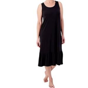 Breezies Black Midi Ruffle-Hem Tank Dress